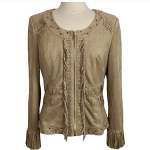 CACHE FAUX SUEDE FRINGED JACKET SZ M